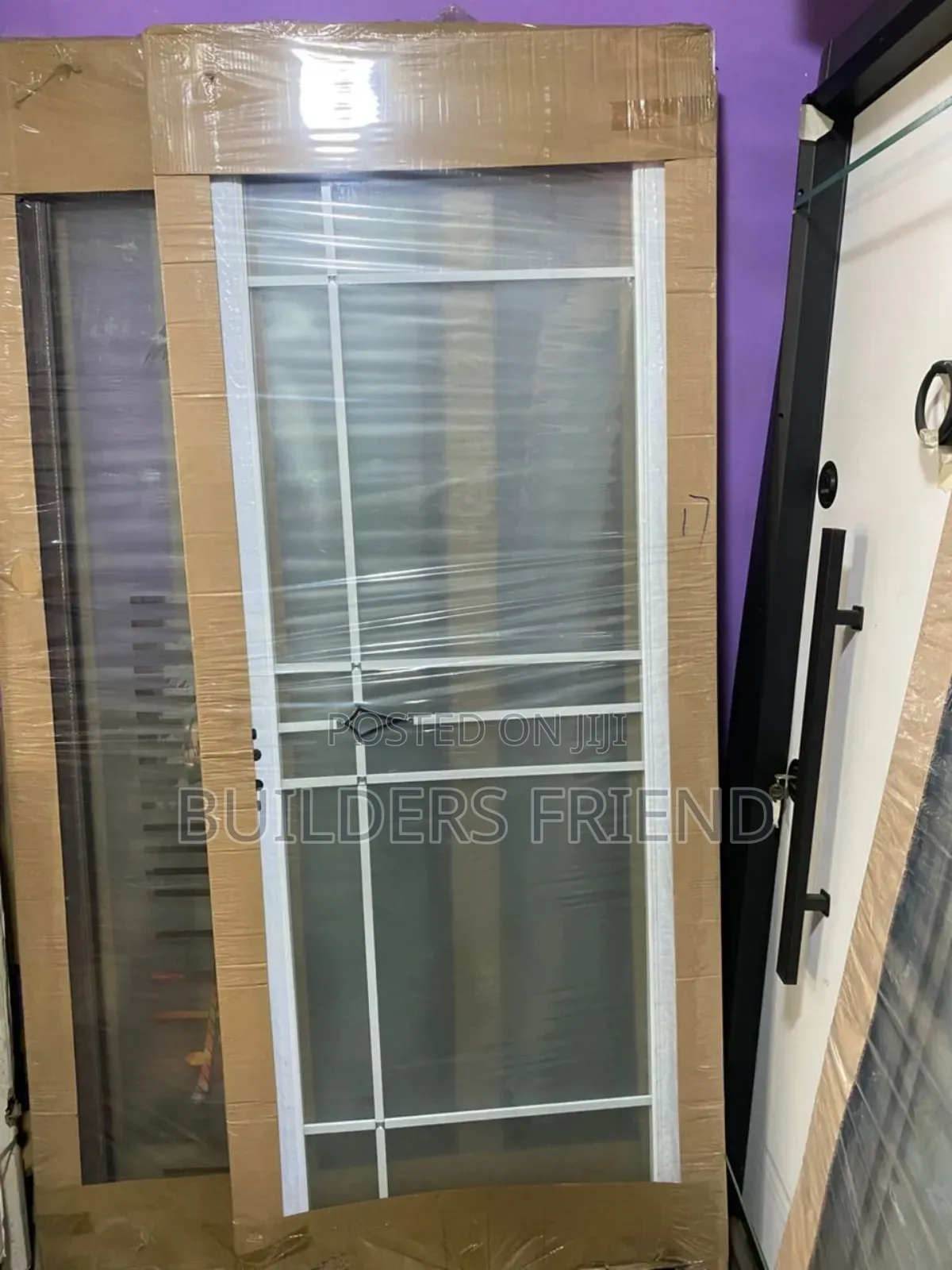 Tempered Bathroom Door With Door Knob+Frame Complete