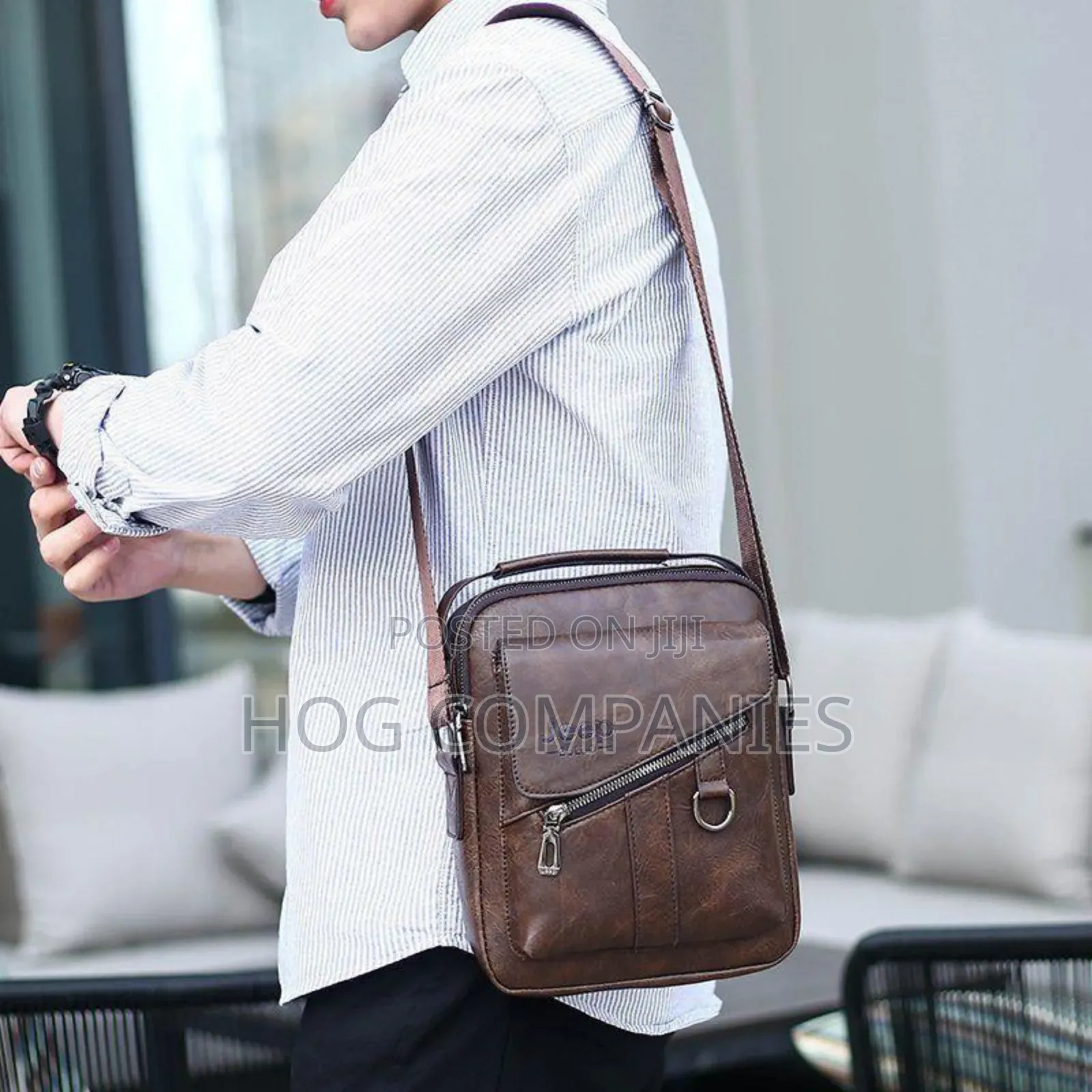 Men's Leather Crossbody Sling Messenger Bag