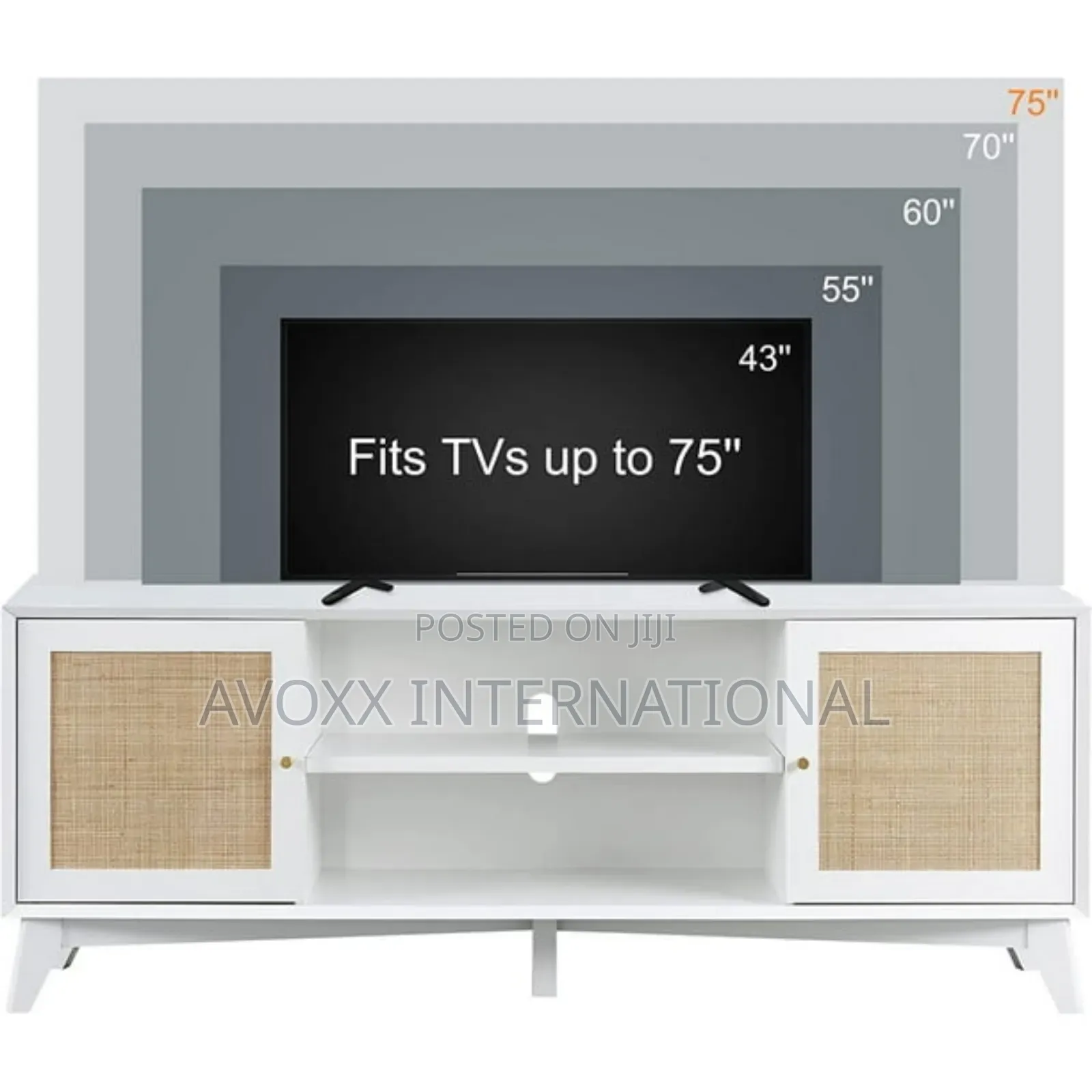Okd Rattan Tv Stand for a 75-Inch Tv,Wood Tv Console