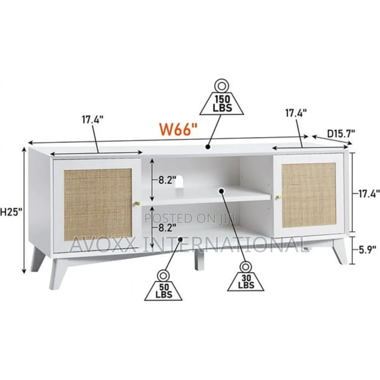 Okd Rattan Tv Stand for a 75-Inch Tv,Wood Tv Console