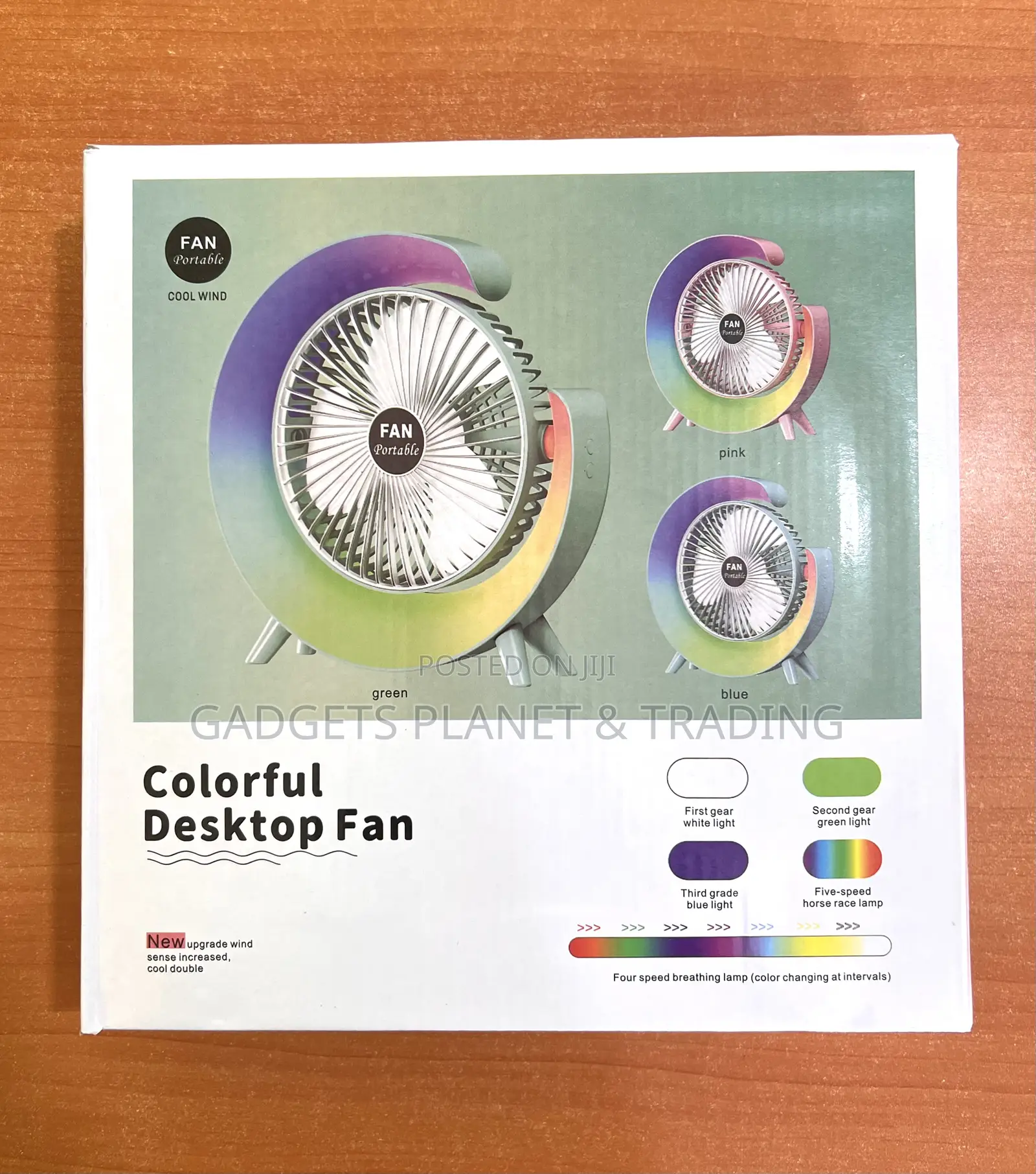 Portable Colorful Desktop Rechargeable Fan + Ambient Light