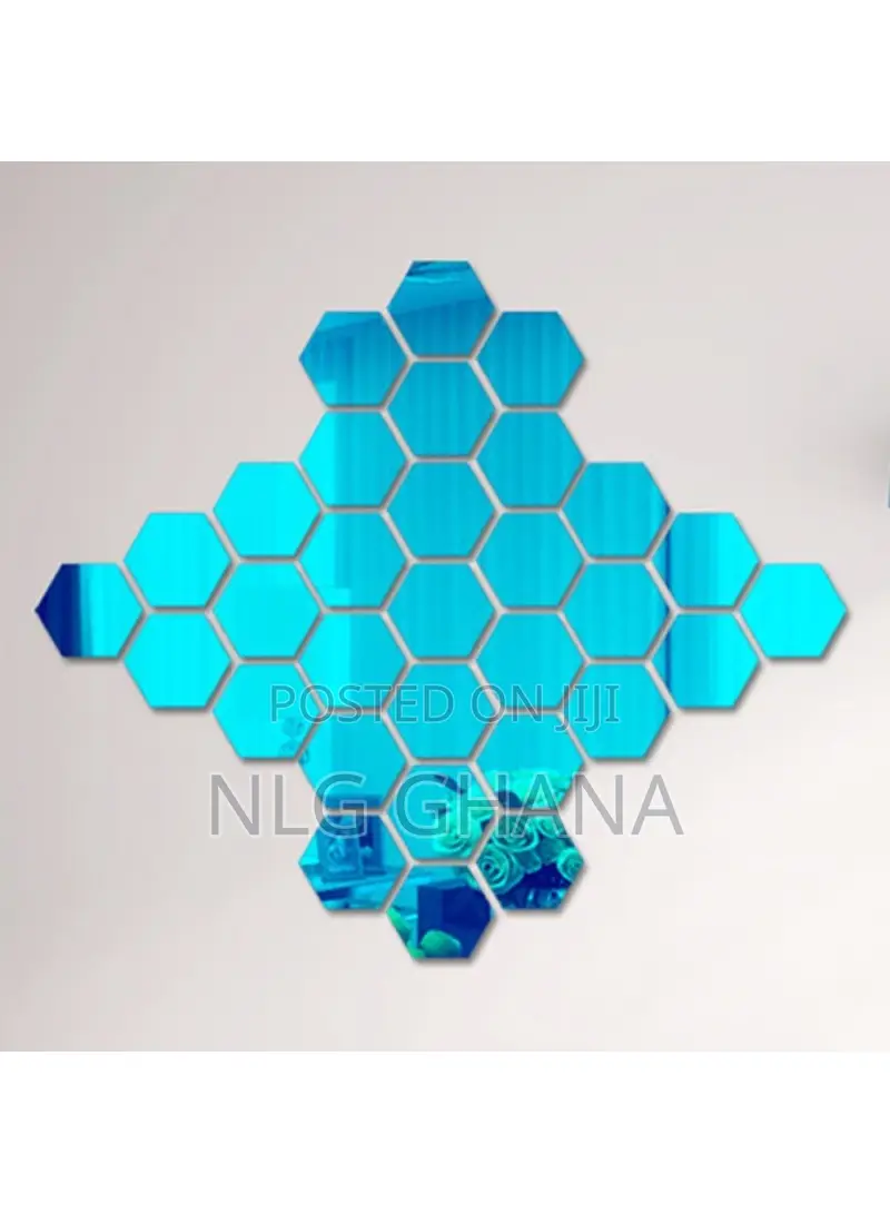 12pcs / Pack Stylish 3D Hexagon Acrylic Decoration Mural Mir