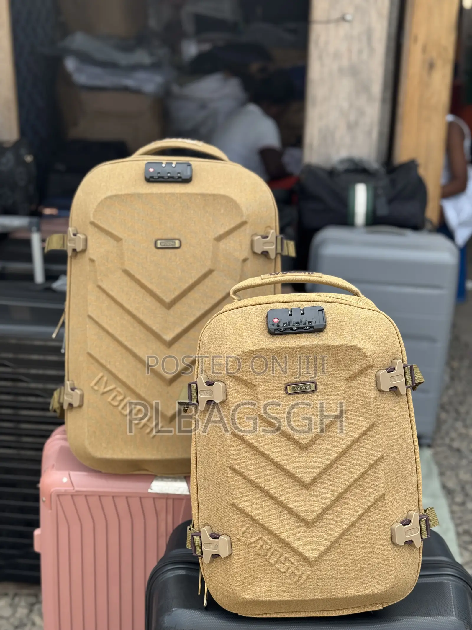 Two in One Khaki Backpack Large and Small at Plbagsgh