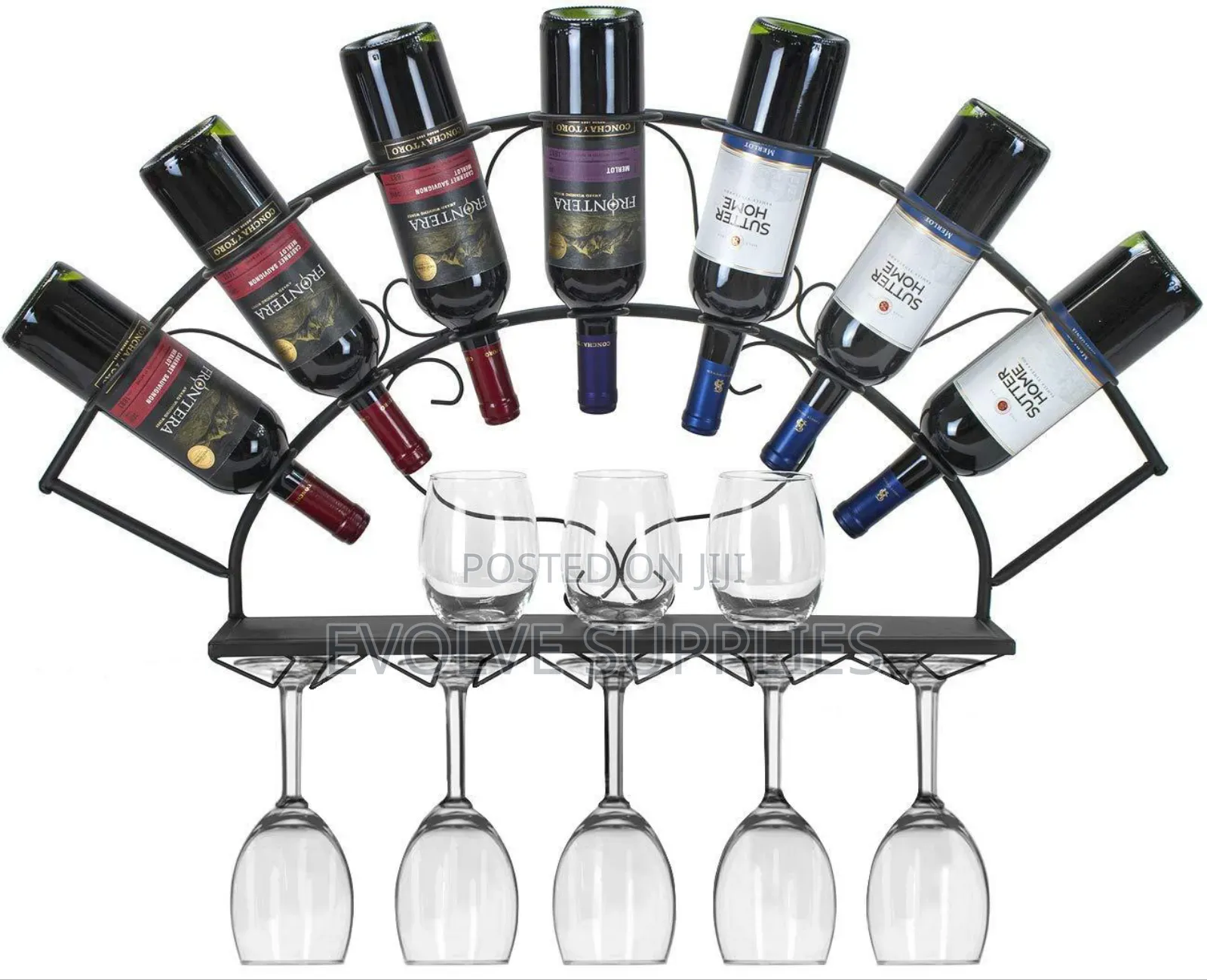 Mounted Wine Bottle Rack With Glass Holder