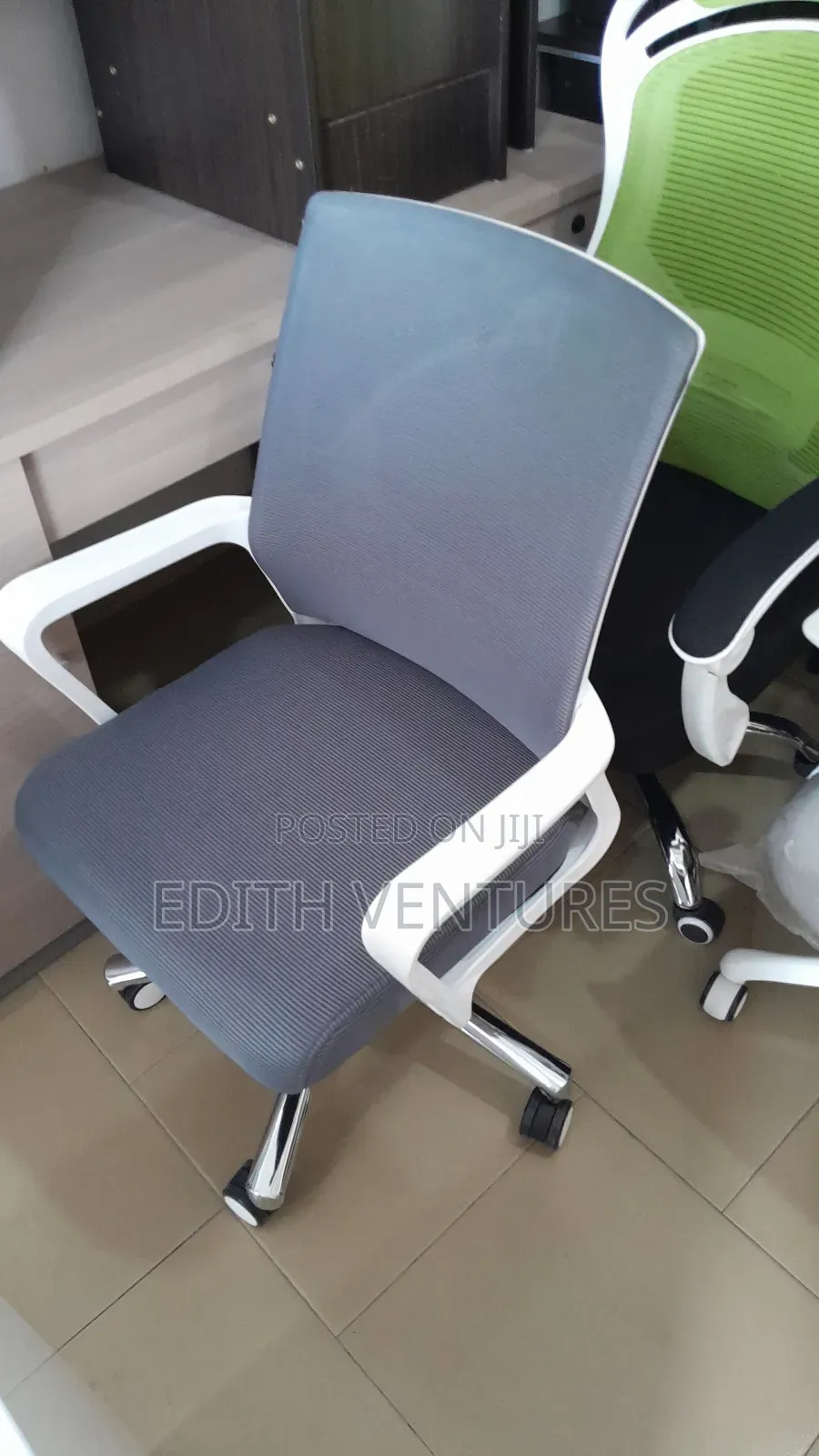 White and Gray Swivel Chair