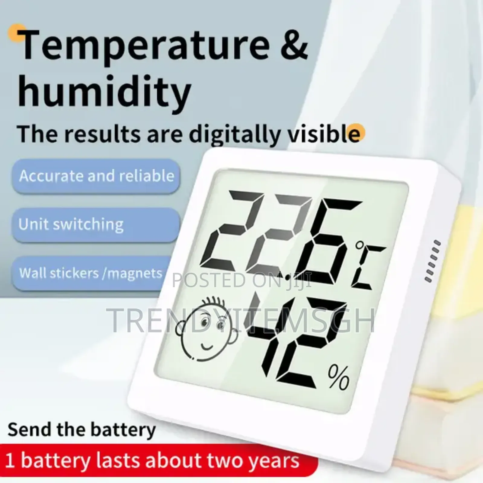 Digital LCD Thermometer Hydrometer Humidity Meter Clock
