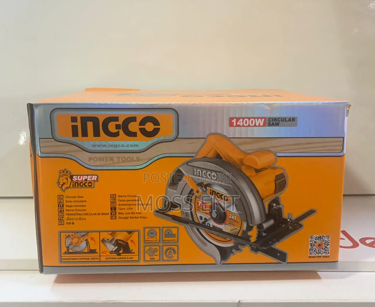 Ingco Circular Saw 7" 1400w + 185mm Blade + Access - Cs18538