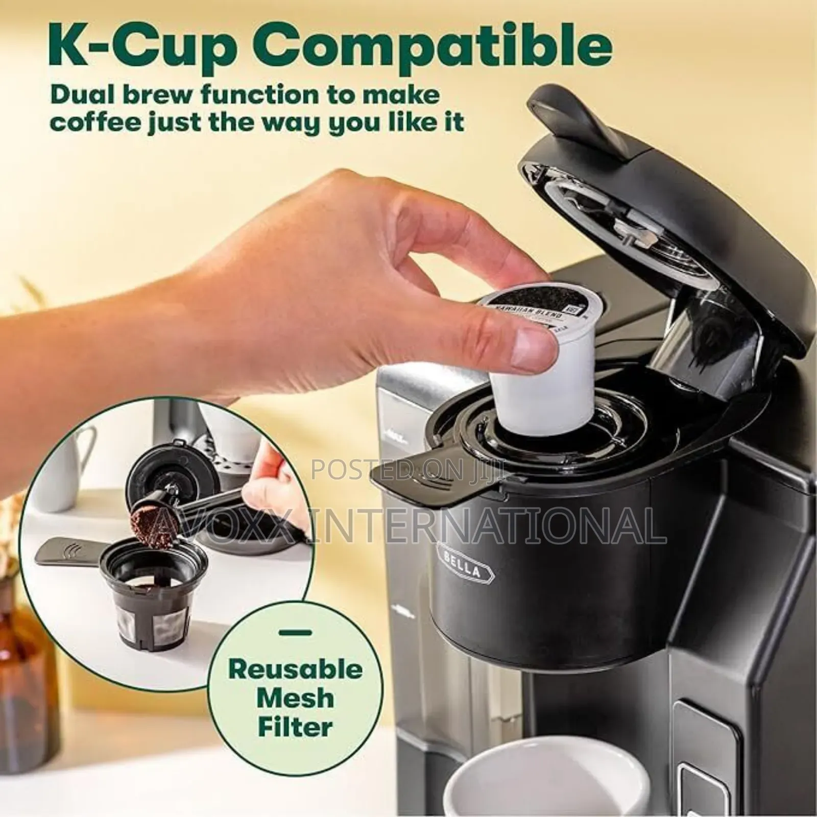 BELLA Single Serve Coffee Maker Dual Brew K-Cup TSK-1187R5B