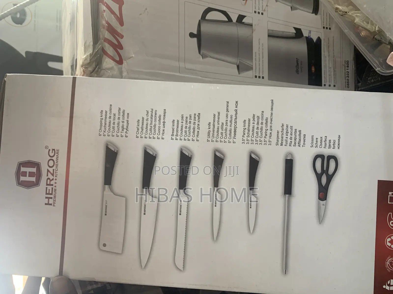 Herzog 8pcs Knife Set With Acrylic Stand Kitchenware