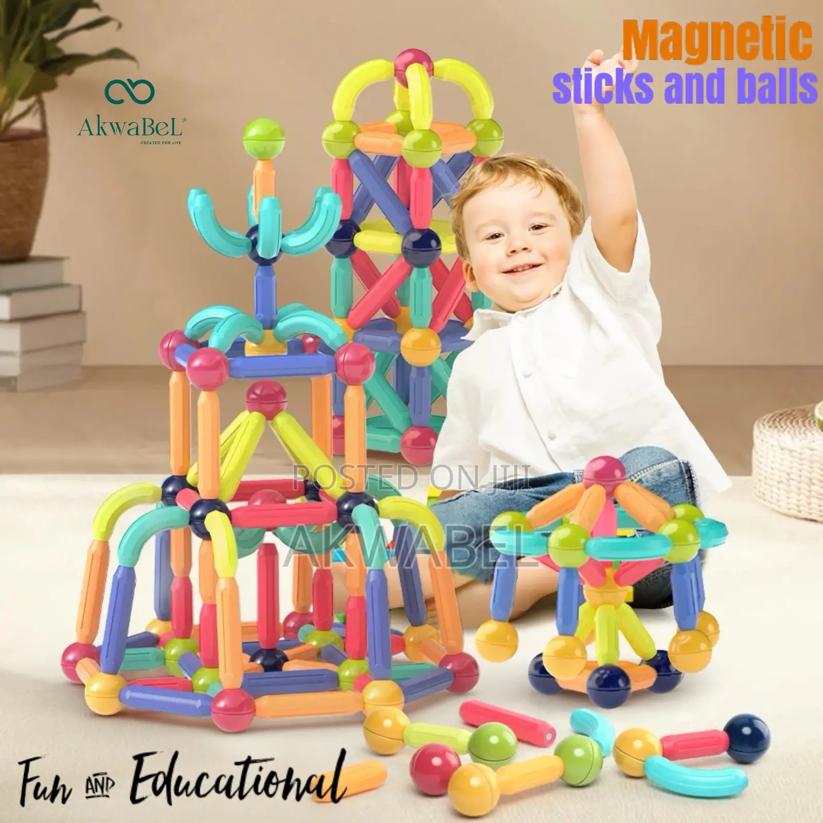 Kids Magnetic Building Toys (130pcs of Sticks and Balls)