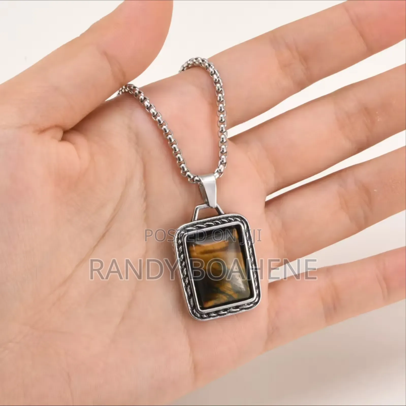 Black and Yellow Square Pendant Necklace