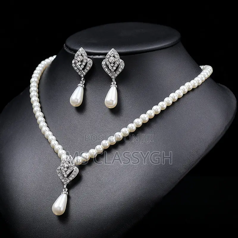Crystal Imitation Pearl Wedding Necklace Earring Bridal Eleg