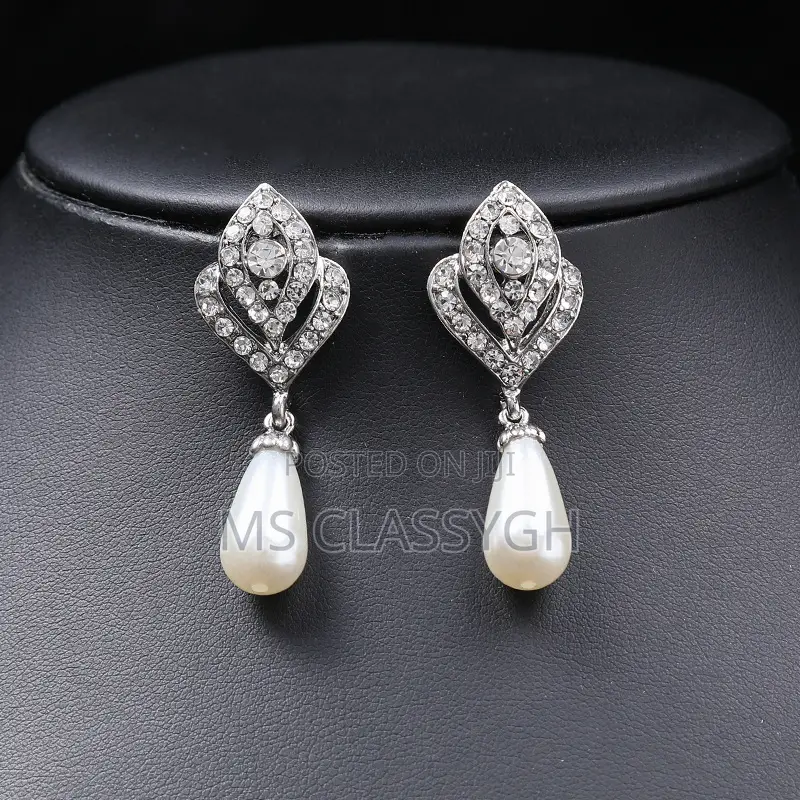 Crystal Imitation Pearl Wedding Necklace Earring Bridal Eleg