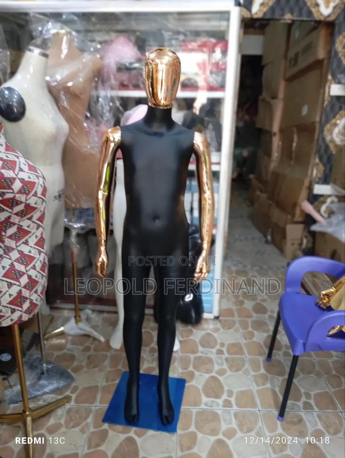 Adolescent Black Rose Gold Head and Hands Mannequins