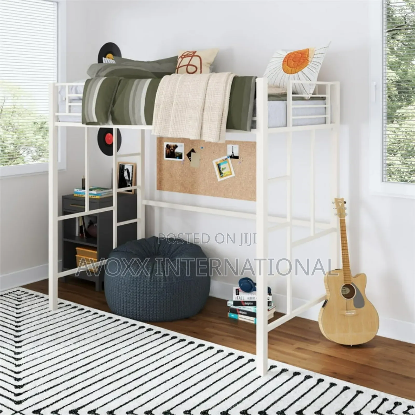 DHP Twin Metal Loft Bed, Off White/ 5410496WE