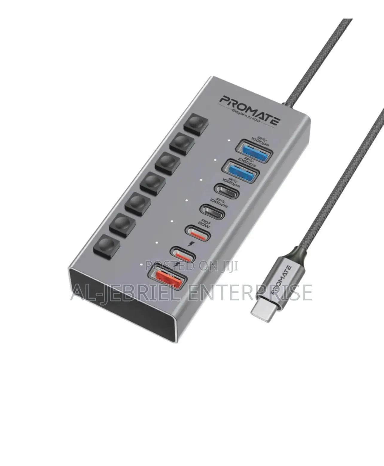 Promate Gegahub-10g UK 7 Port 10gbps USB-C Hub
