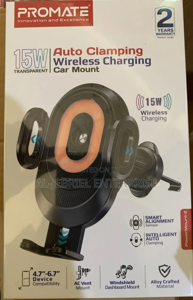 Promate Powermount-2 15W Transparent Motorized Phone Charger