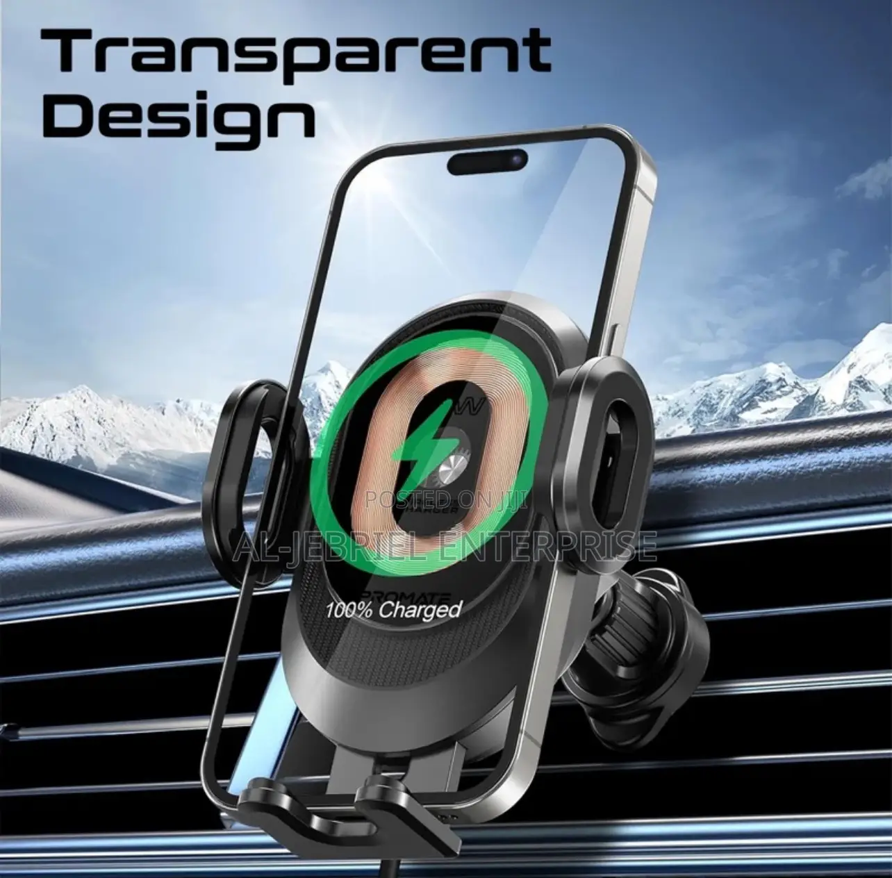 Powermount-2 Promate 15watts Wireless Car Charging Mount