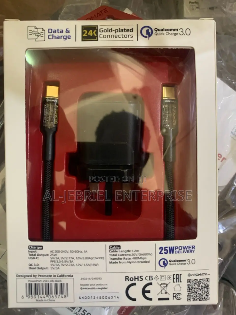 Promate POWERPORT-25AC UK Ultra-Fast Dual Port AC Charger