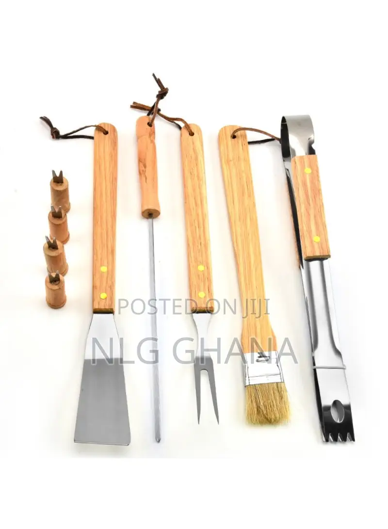 10pcs/Set BBQ Grill Tools Wooden Handle Carry Bag Tvx20791