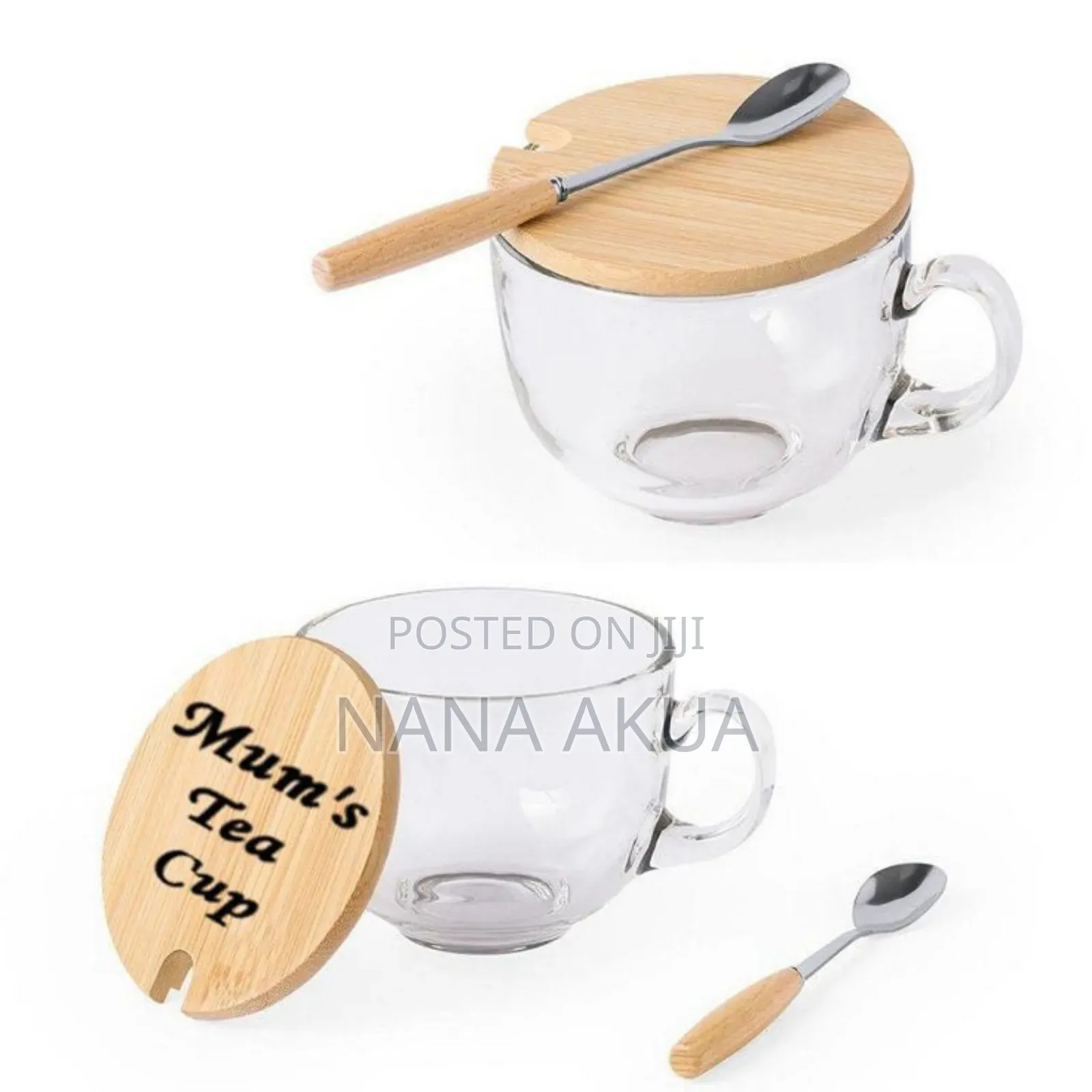Glass Mug With Lid and Spoon (Customised)