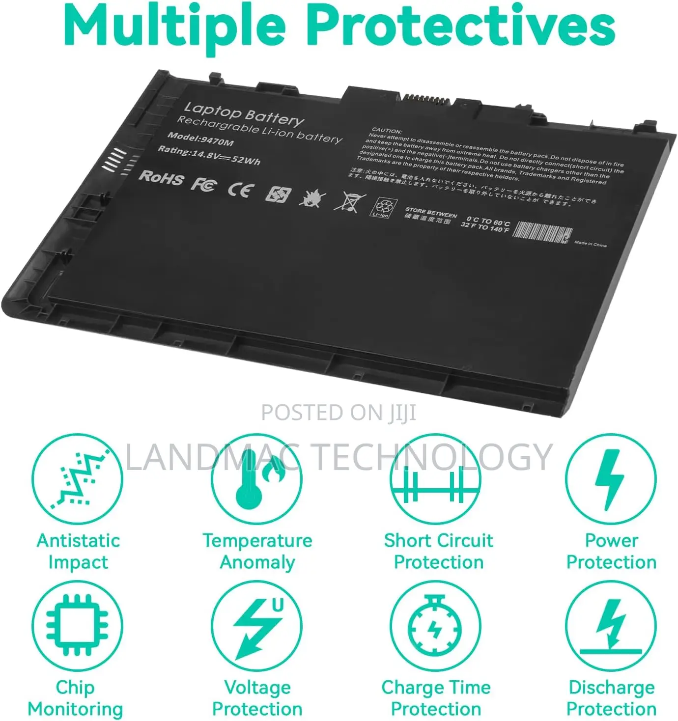 BT04XL 14.8V 52WH Notebook Battery for HP Elitebook