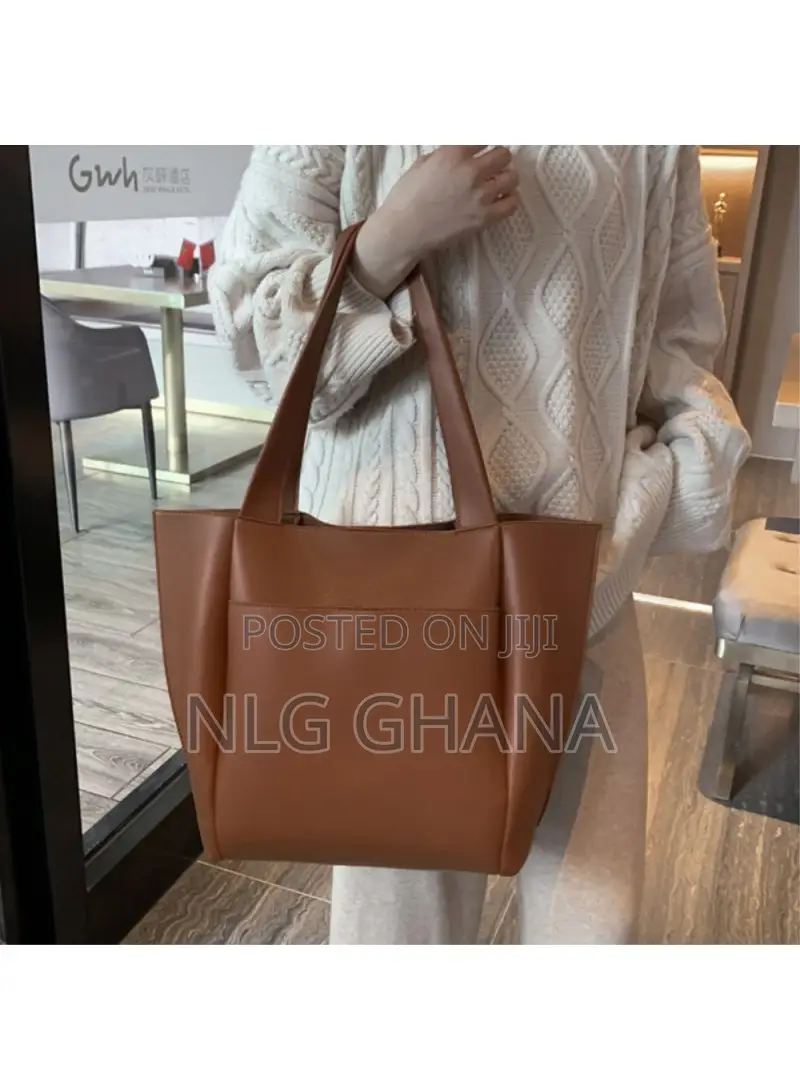 Large PU Leather Tote Handbag Top-Handle Women's Bucket Shou