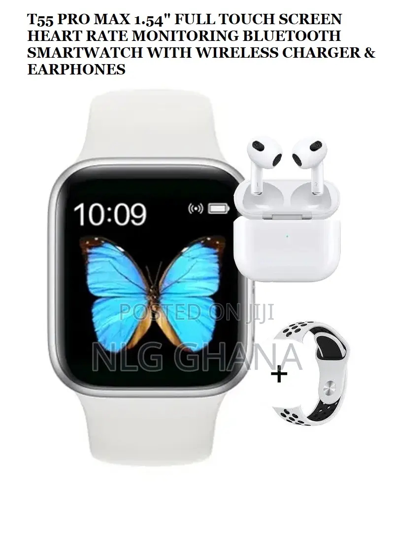 T55 PRO Max 1.54" Full Touch Screen Heart Rate Monitoring Bl