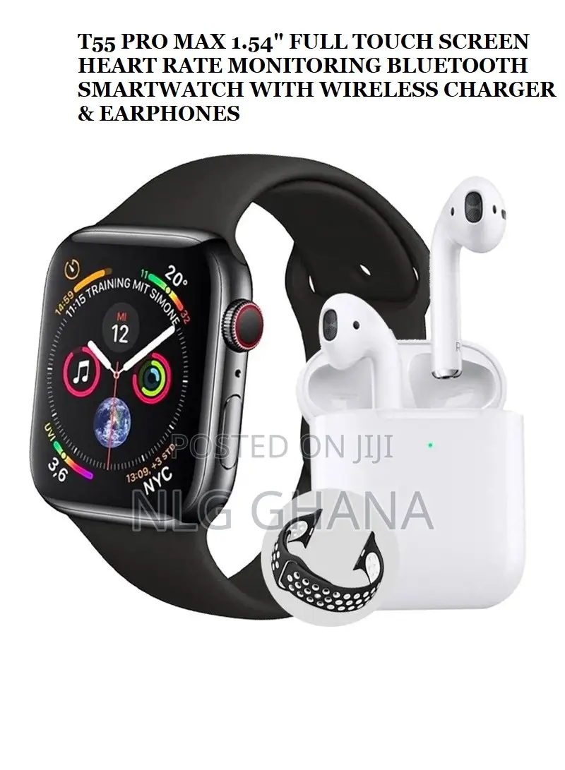 T55 PRO Max 1.54" Full Touch Screen Heart Rate Monitoring Bl