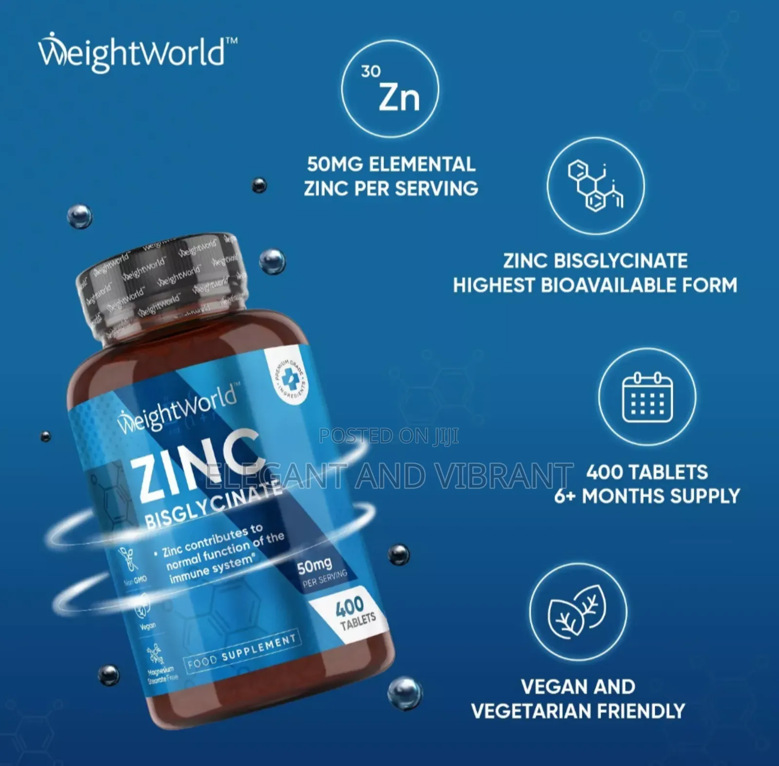 Zinc Bisglycinate-400 50mg Tab - Hair Skin Nails - Fertility