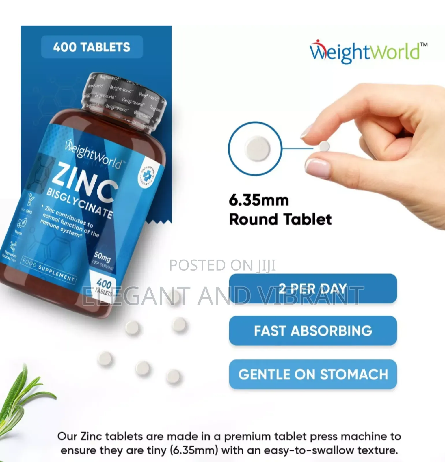 Zinc Bisglycinate-400 50mg Tab - Hair Skin Nails - Fertility