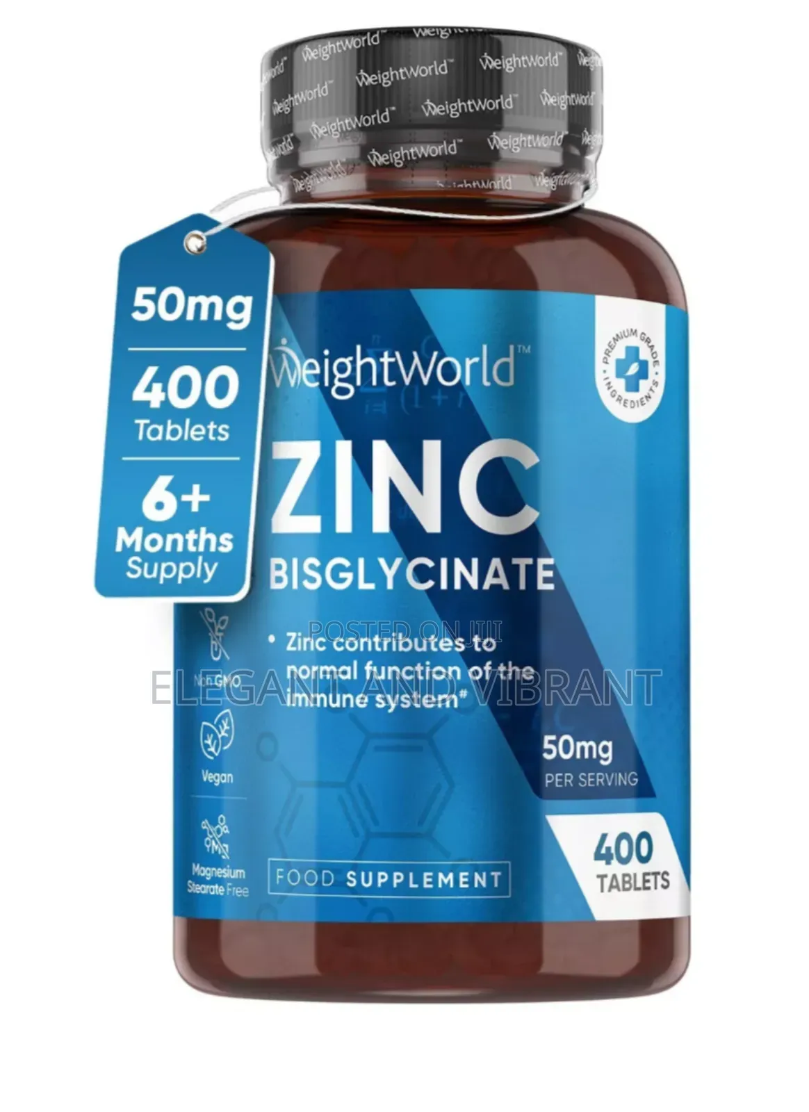 Zinc Bisglycinate-400 50mg Tab - Hair Skin Nails - Fertility