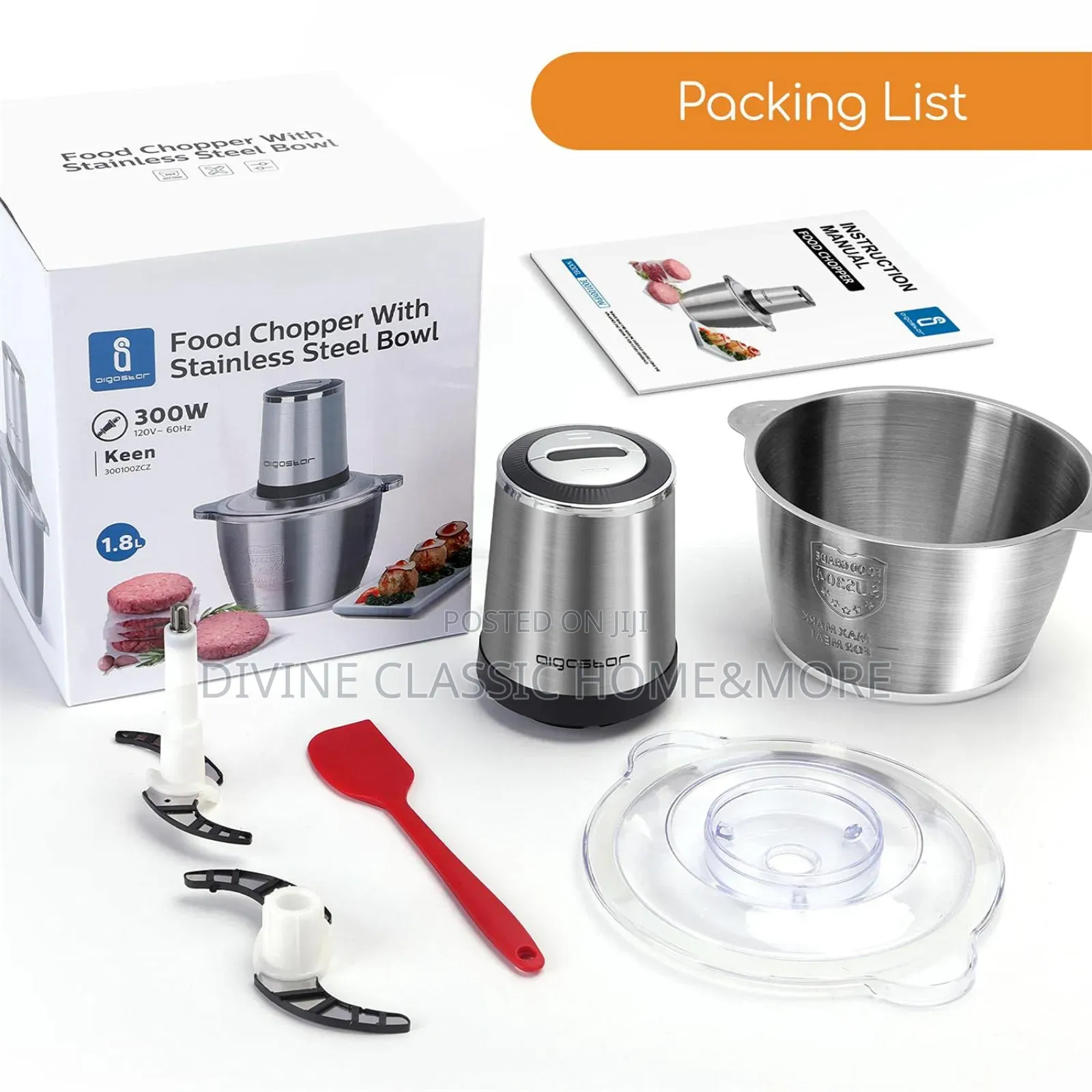 Aigostar Food Chopper Stainless-Steel Bowl (Meat Grinder)