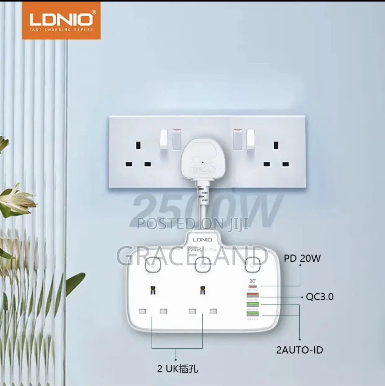 Original LDNIO Power Tv Socket Adapter Multi Outlet 3 USB