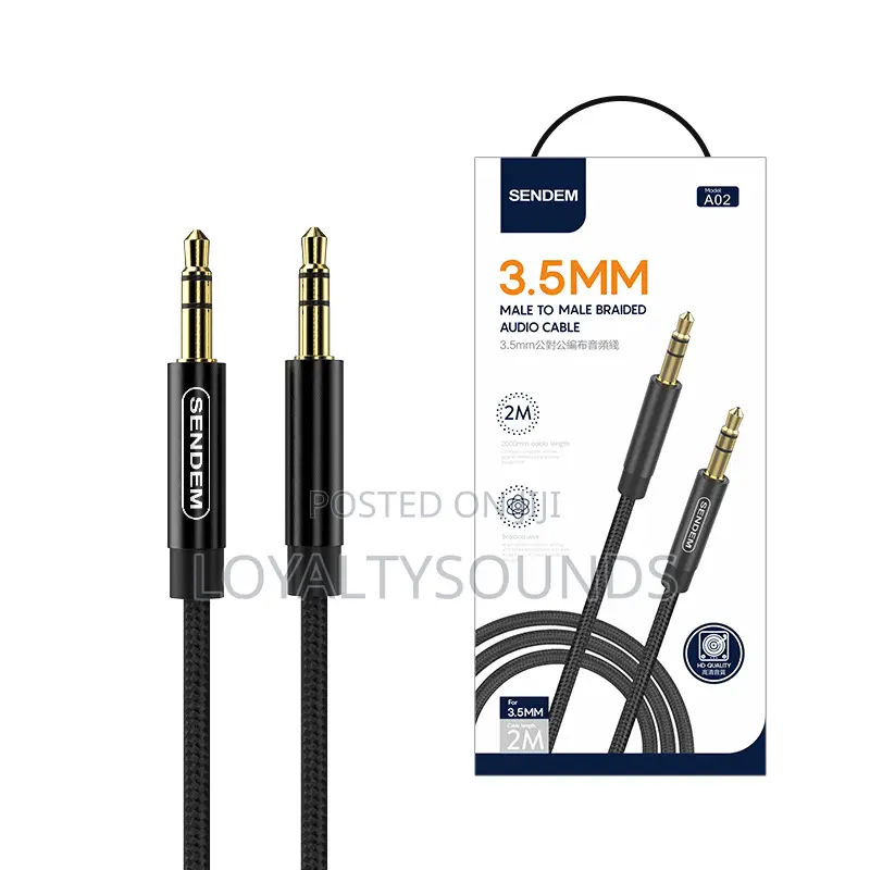 2 Meters 3.5mm Male to Male Braided Audio Cable