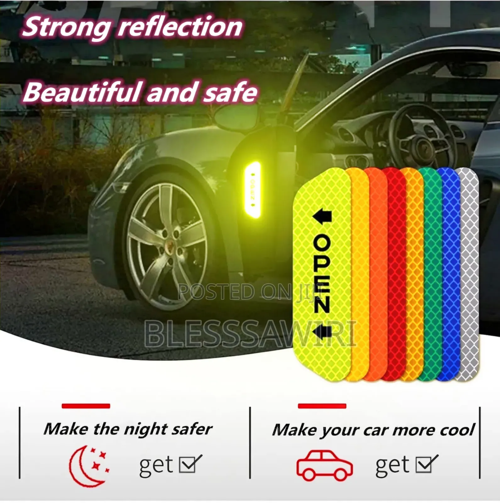 Reflective Car Door Sticker Safety Opening Warning Reflector