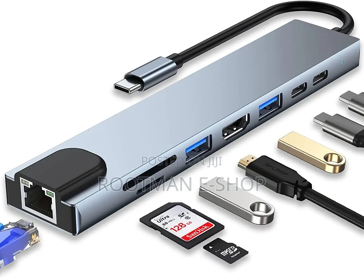 8in1 Multiport Usb 3.0 Type C to Usb-C Hub Adapter