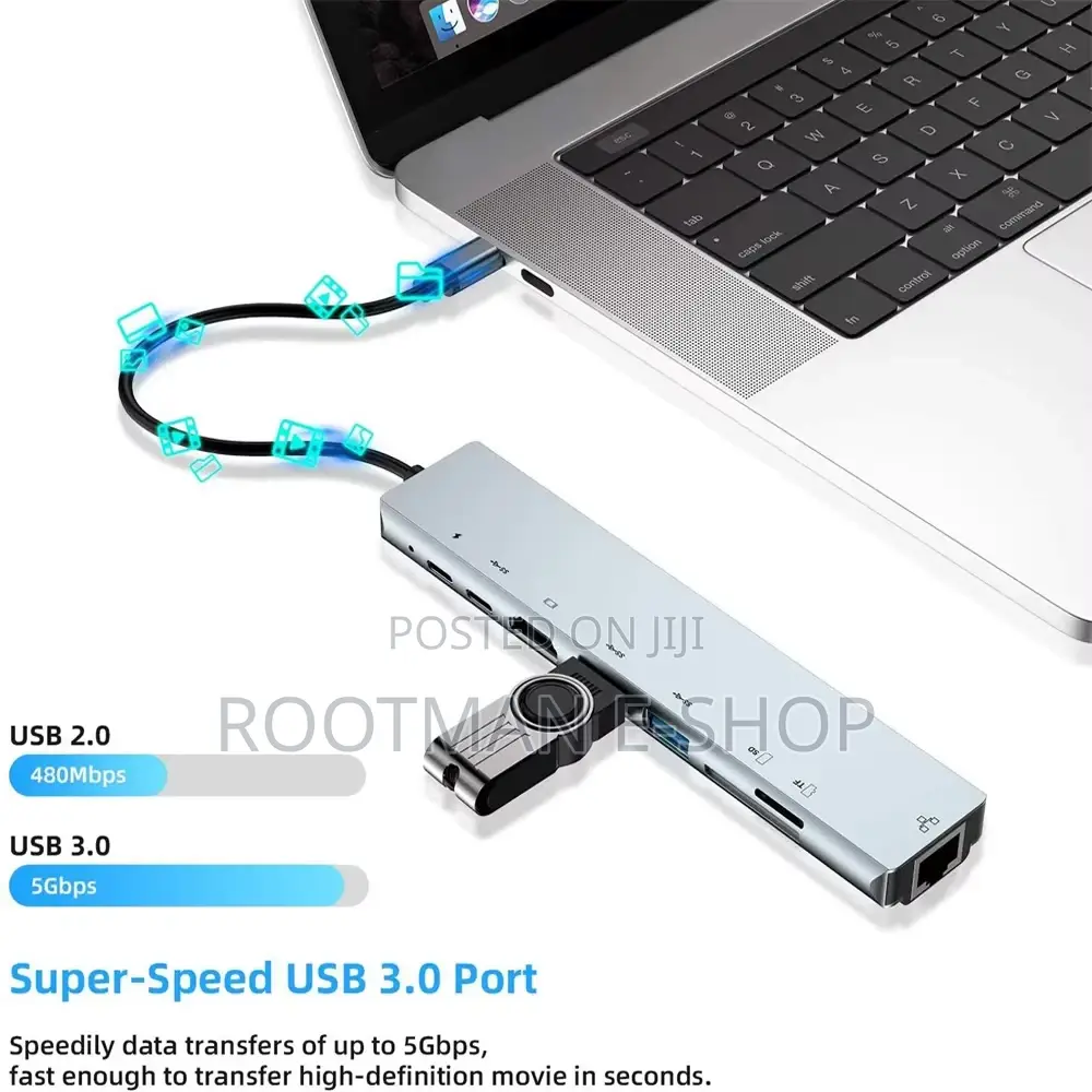 8in1 Multiport Usb 3.0 Type C to Usb-C Hub Adapter