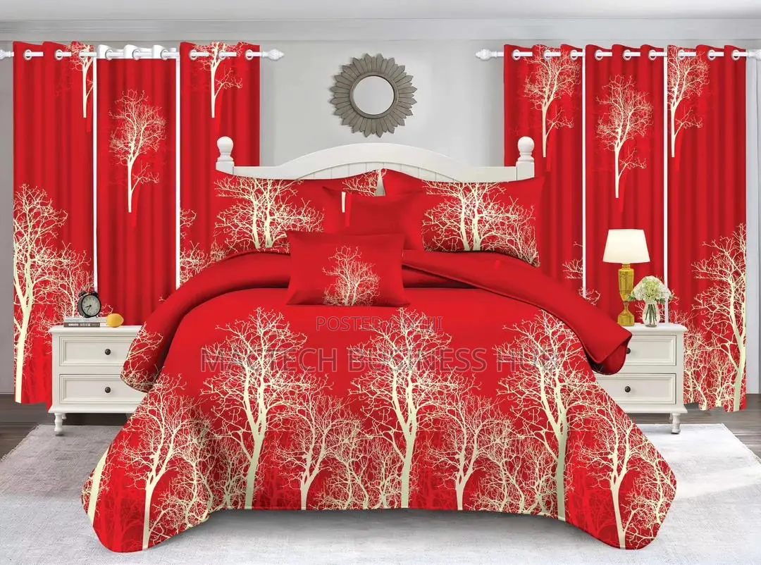 Duvet Cover With Bedsheets and Curtains