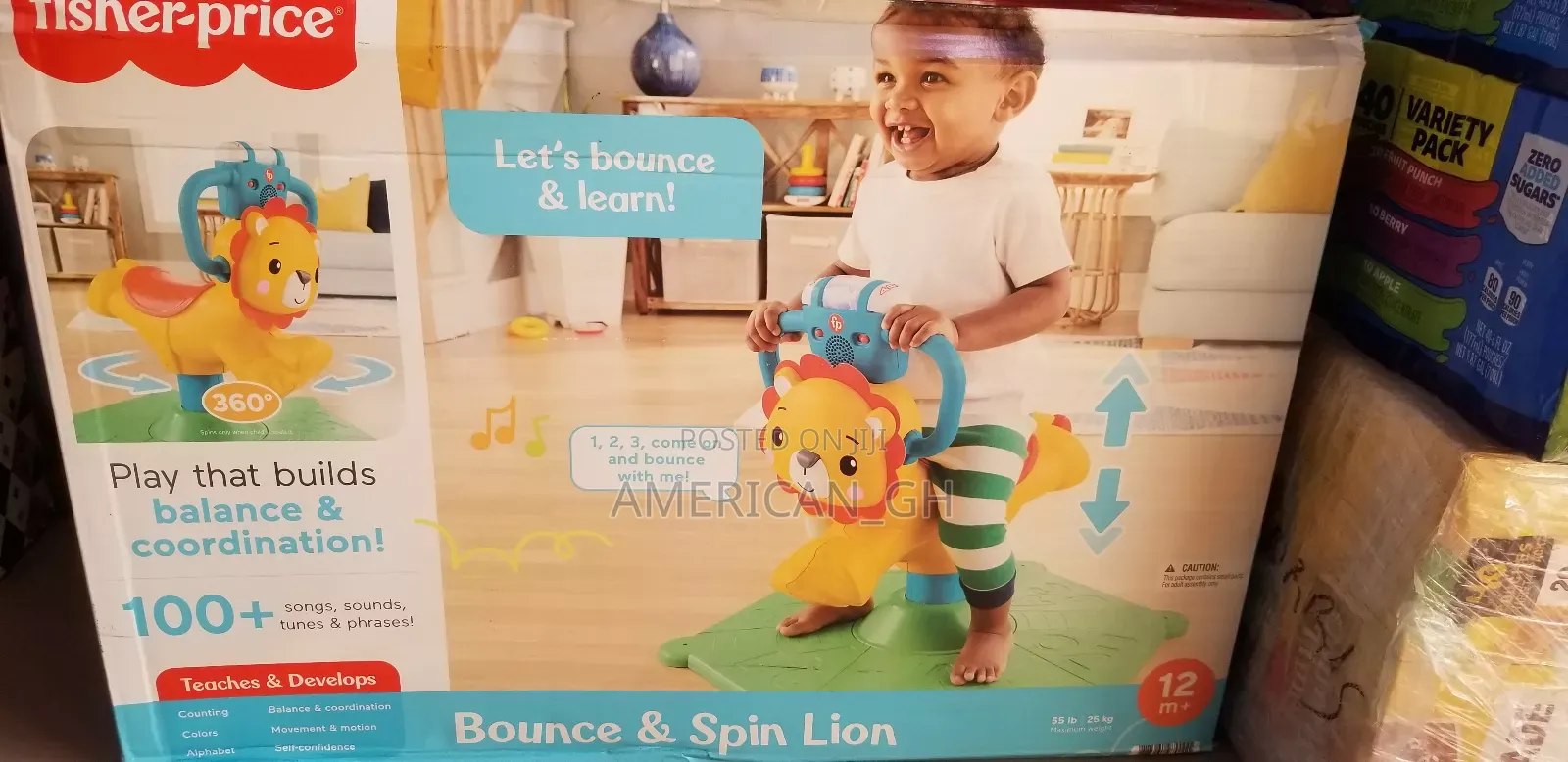 Fisher-Price Bounce Spin Lion Stationary Ride-On, 12m+