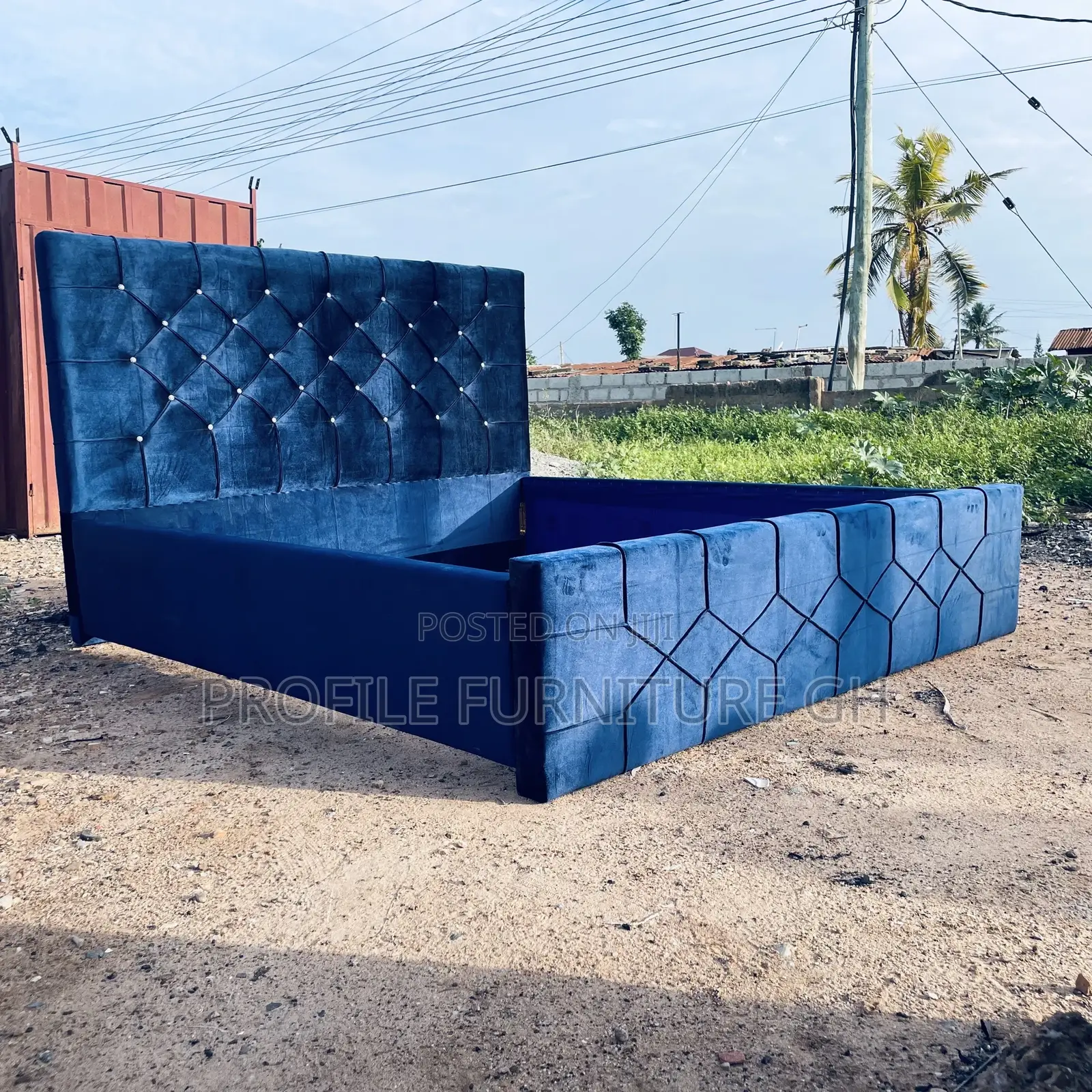 Dark Blue Bedframe ( Queen Size 72x75)//Free Delivery