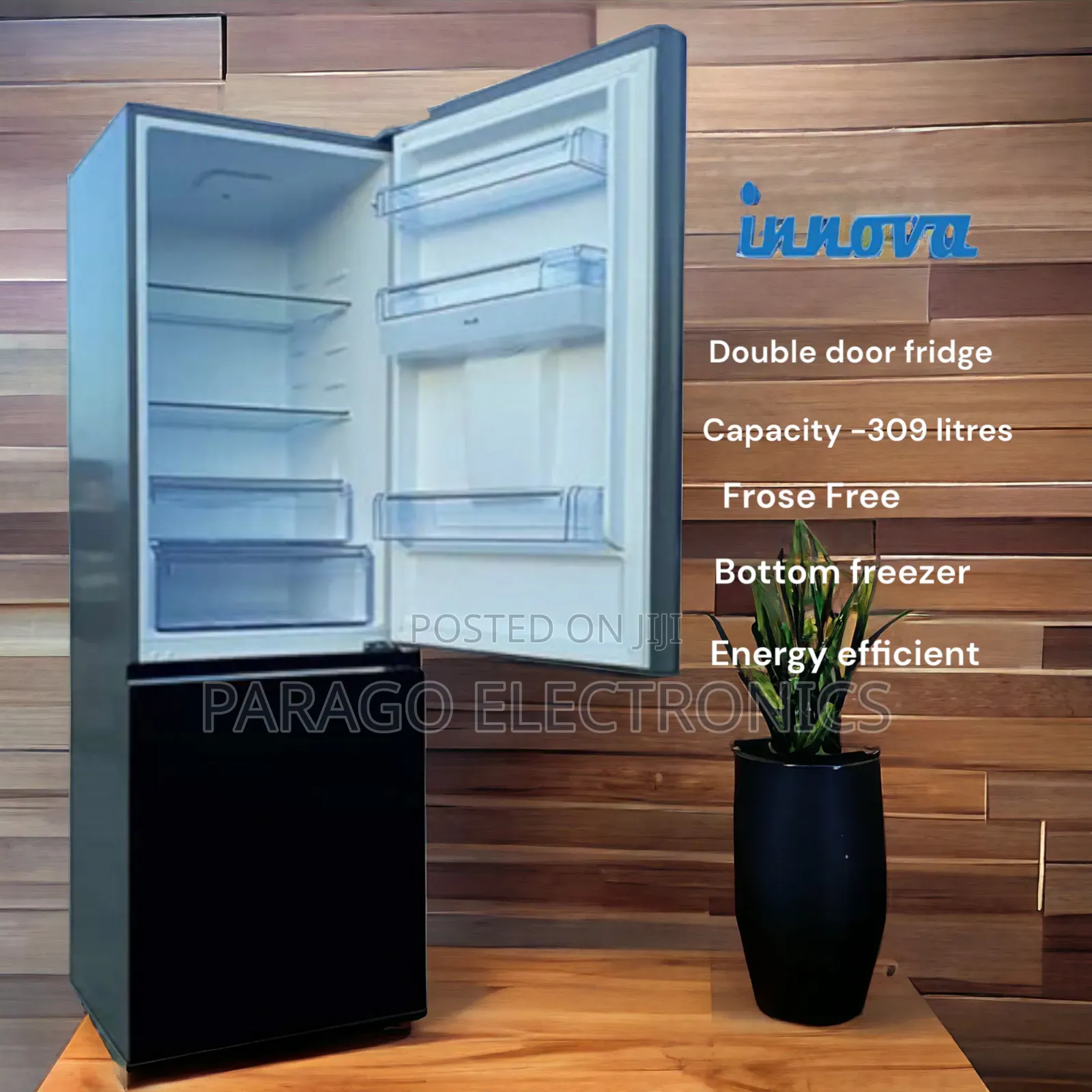 Innova 309 Liter Double Door Refrigerator -with Dispenser