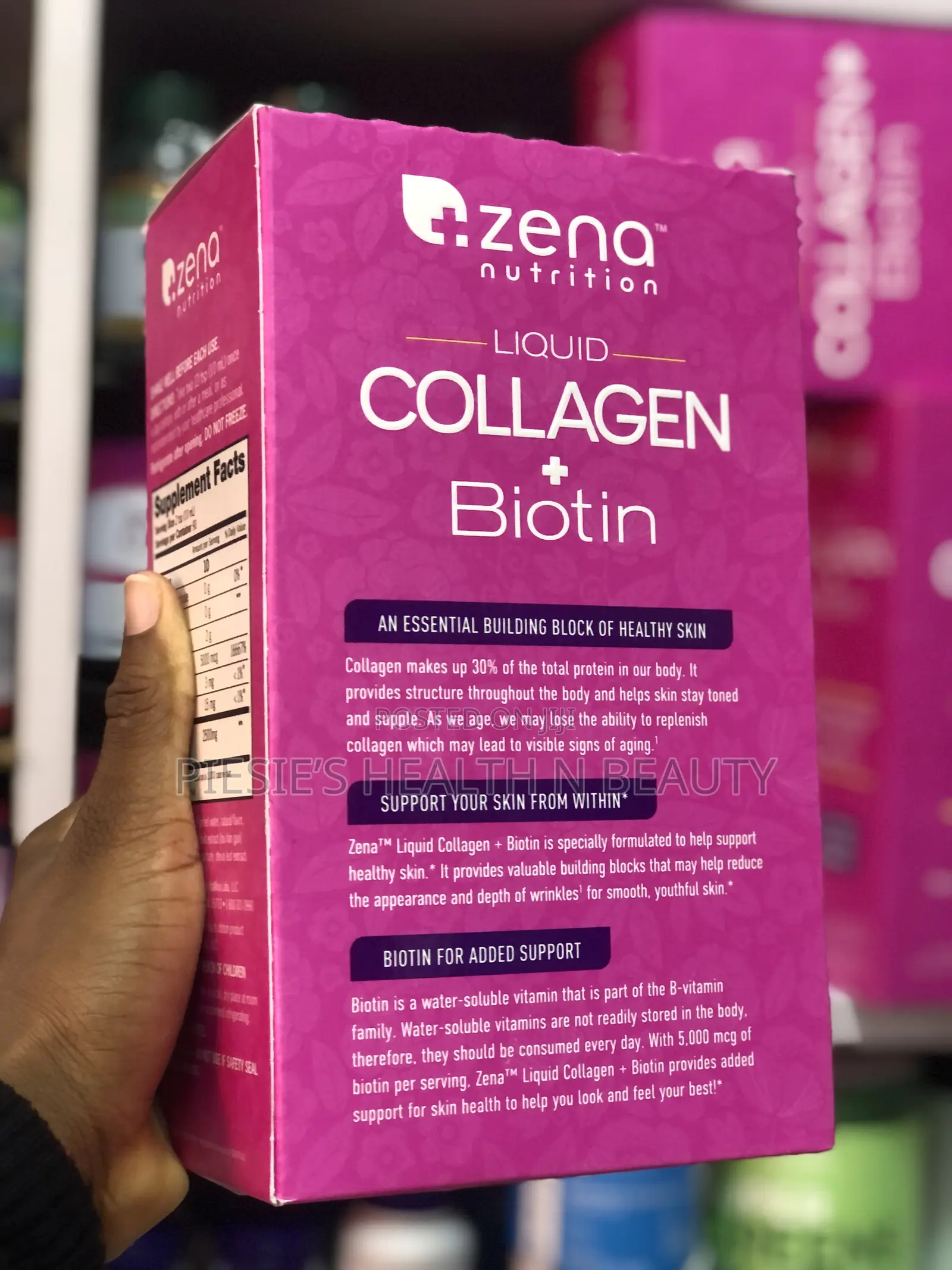 Zena Liquid Collagen for Women Men Collagen Peptides+Biotin