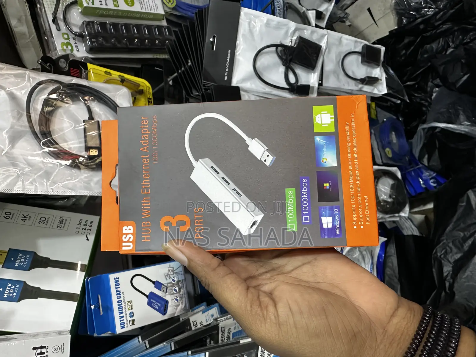 USB HUB 3port With Ethernet RJ45 Adapter