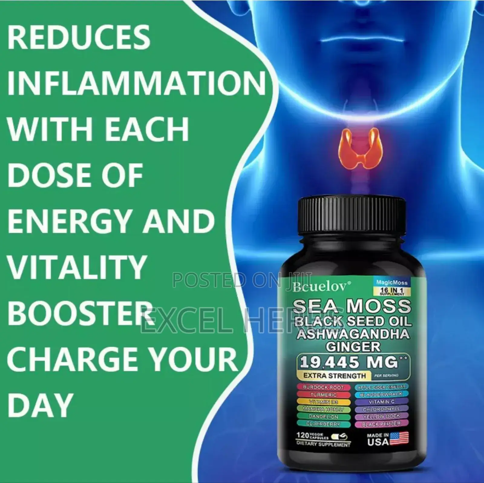 Sea Moss,Black Seed Oil,Ashwagandha,Ginger Capsules