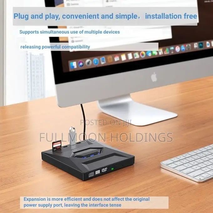 External DVD Rw Cd Writer With USB Hub Card Reader Type C