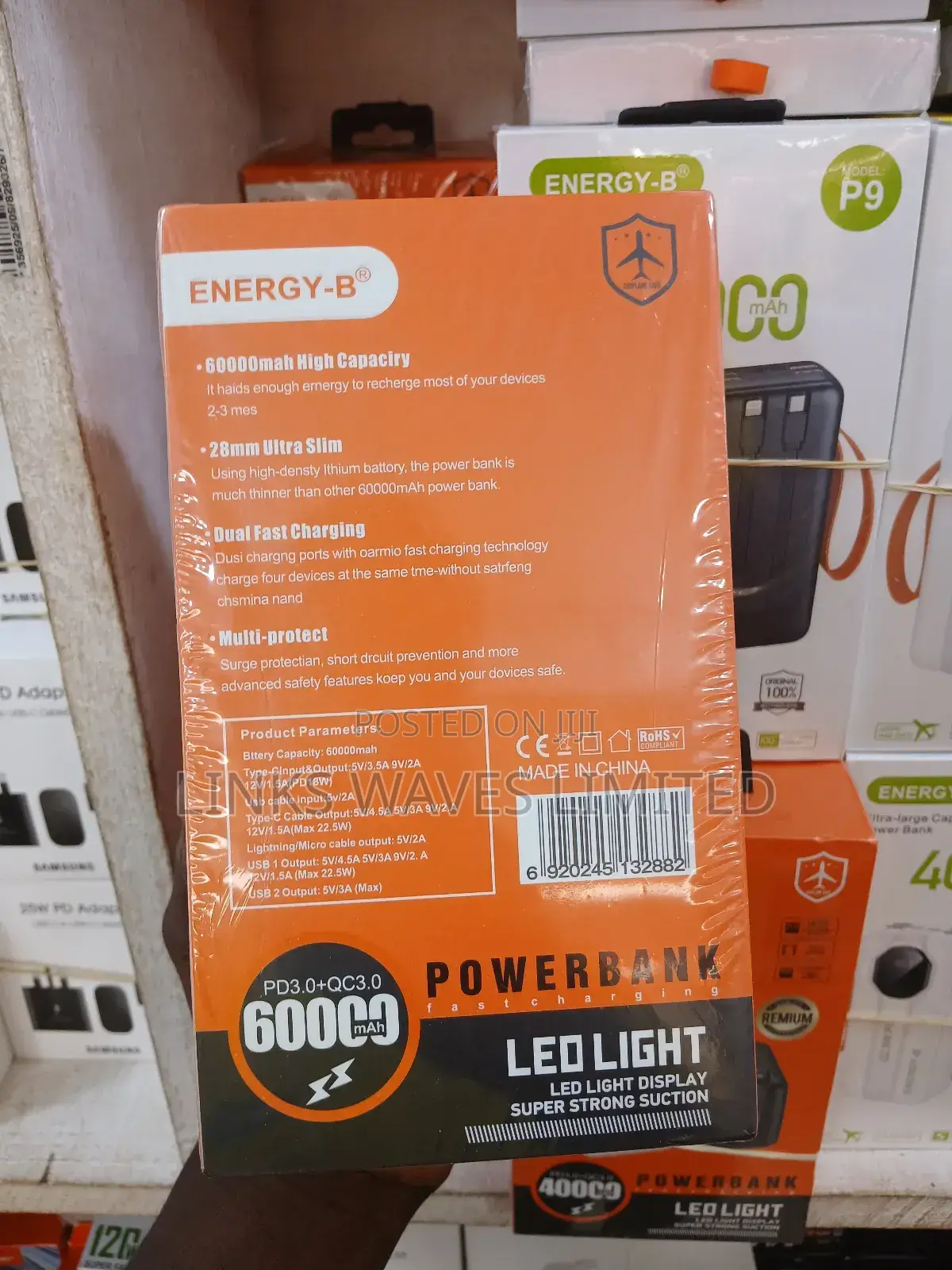 Premium Quality Energy B Power Bank 60,000 Mahhigh Capacity