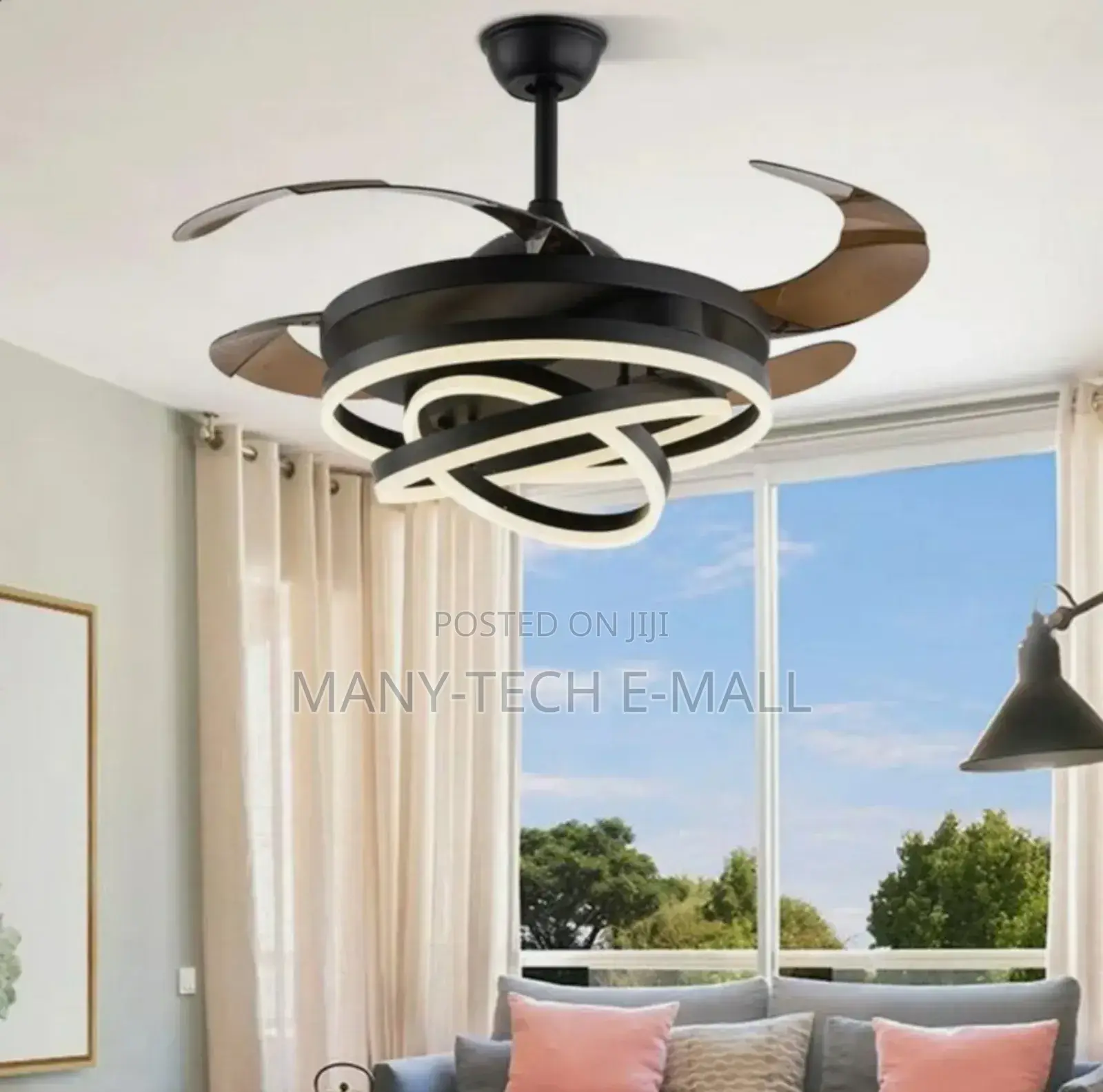 Black Esthetic Luxury Fan With Light.