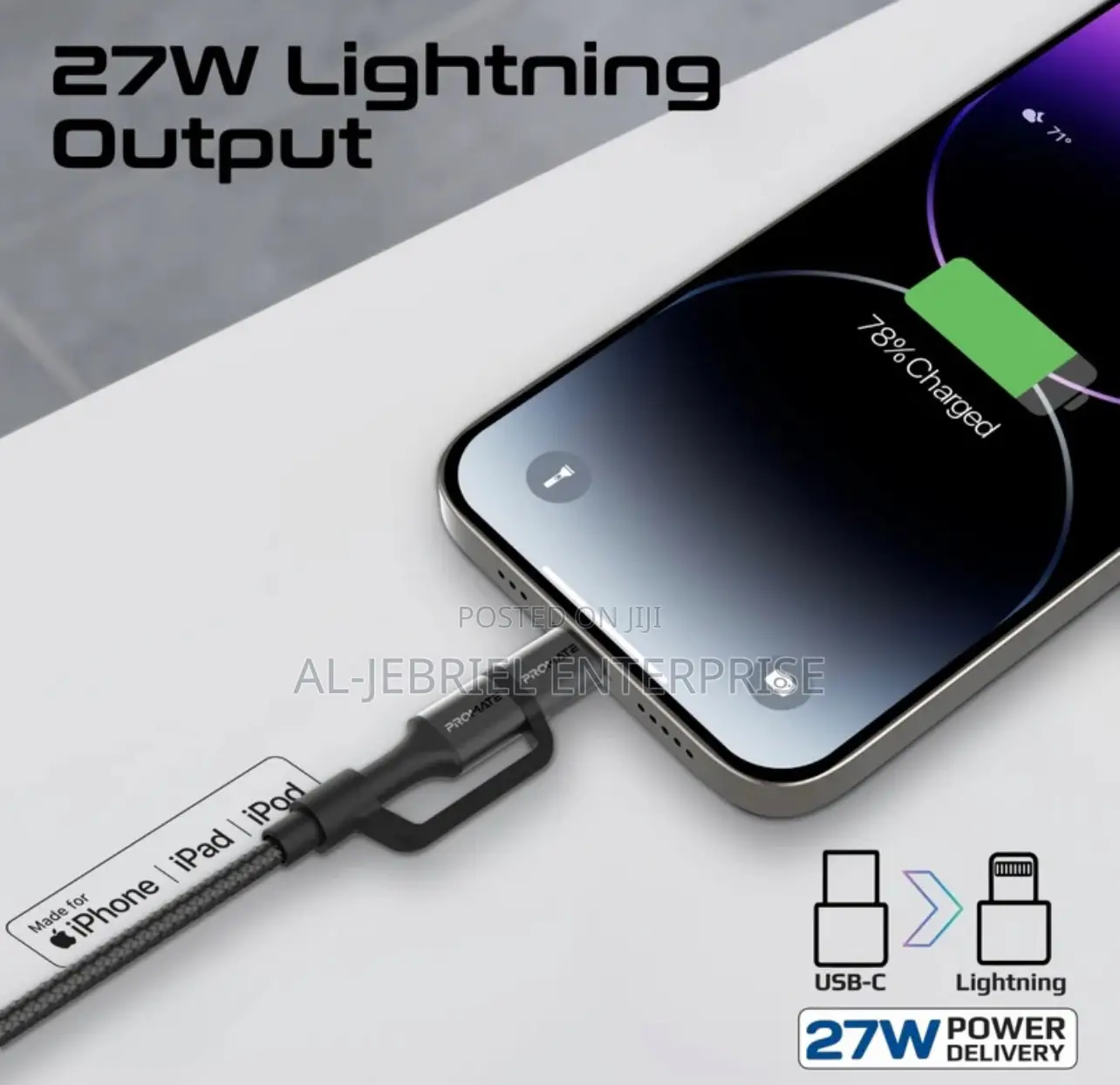 HIGH TENSILE PROMATE 27w Multi-Device Charging Cable