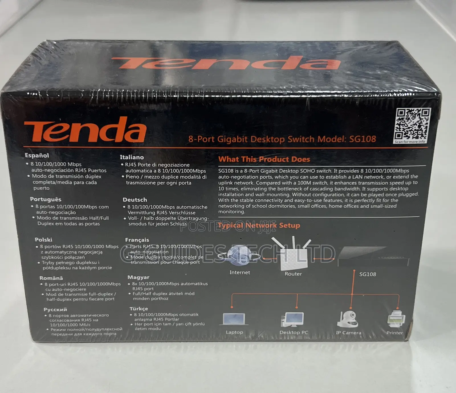 Tenda 8port Gigabit Desktop Switch, 8-Port GIGABIT SWITCH